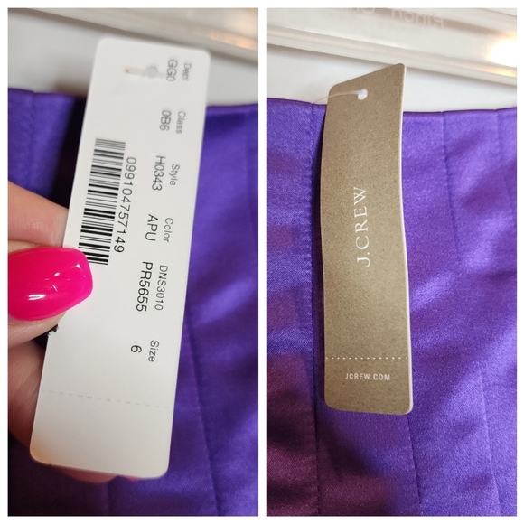 NWT J. Crew Silk Blend Purple Satin Pleated Midi Skirt Size 6 Party Event - Picture 4 of 14